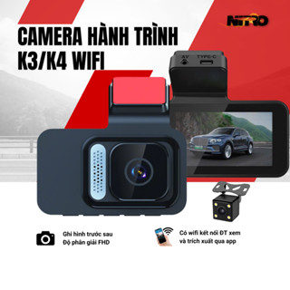  Camera hành trình ô tô K4 wifi kết nối ĐT cam trước FHD 1080 cam có cam sau BH 12T 