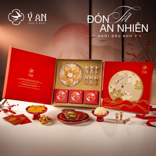 [Set quà Tết Nguyên Đán 2025] Set hộp quà đỏ 12 hũ Yến chưng sẵn Yến sào Ý An bồi bổ sức khoẻ
