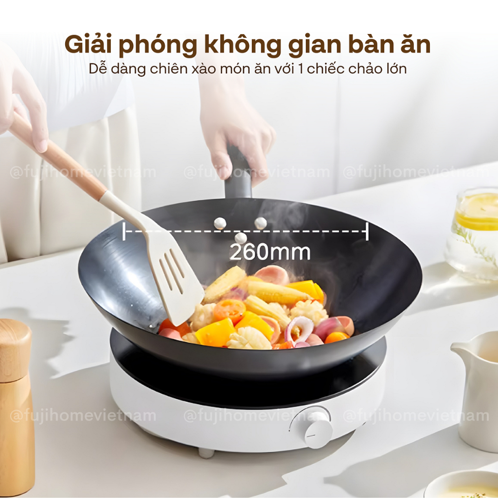 Bếp từ đơn 2200W inverter Nhập Khẩu FUJIHOME, Bếp điện từ đơn ceramic chống nước mini tròn màu trắng tiết kiệm điện | BigBuy360 - bigbuy360.vn