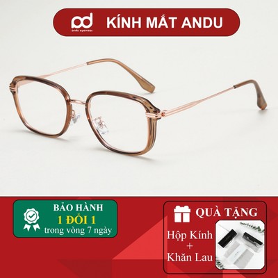 Gọng kính cận thời trang nữ ANDU dáng chữ nhật bo góc chống tia UV  chất liệuTITANIUM - 23061