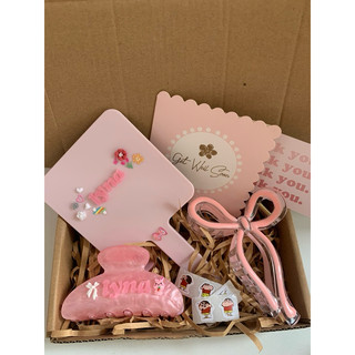 Combo custom gương custom kẹp custom ( free chram nơ🎀)+ kẹp nơ+thiệp +gift box