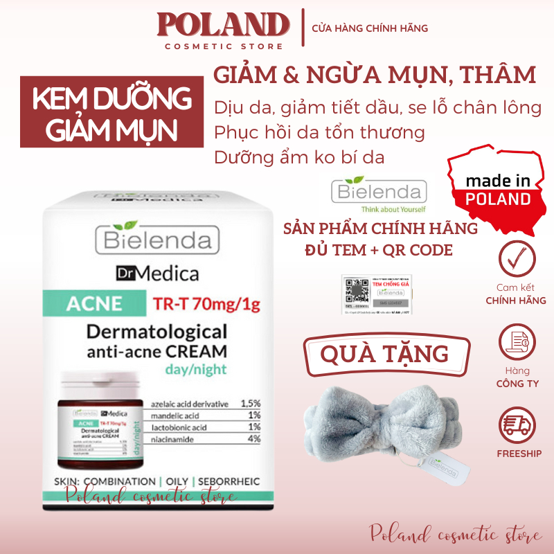 Kem dưỡng Bielenda Dr Medica Anti-acne giảm mụn, mờ thâm, kiềm dầu nhờn hỗ trợ phòng mụn 50ML