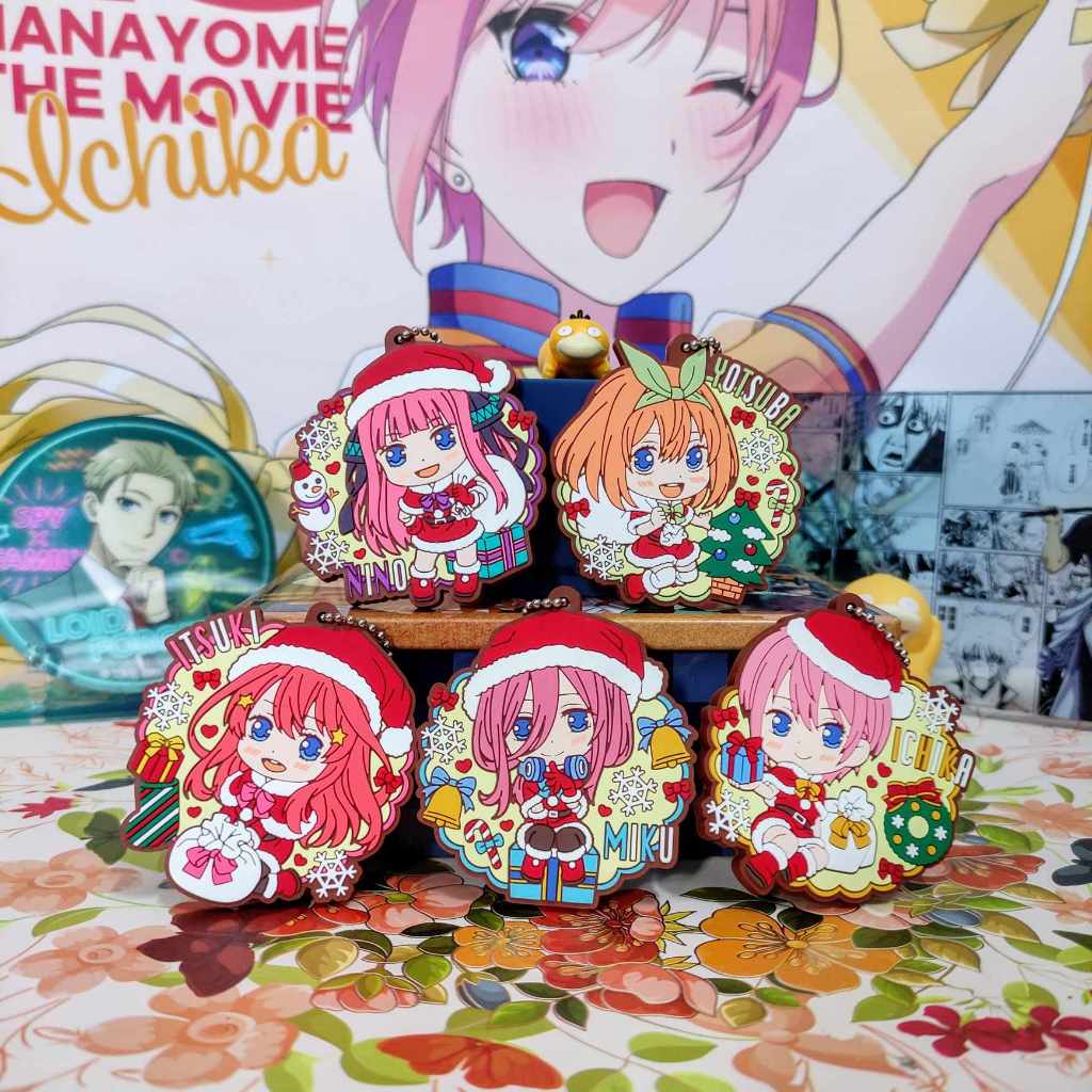 [5Toubun] Set 5 Lót ly móc khóa " Nhà Có 5 Nàng Dâu " ver Chrismast (Official)