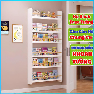  Kệ Sách Treo Tường Màu Trắng Không Cần Khoan Kệ Sách Đứng Giá Sách Gỗ Montessori Decor Phòng Cho Bé 