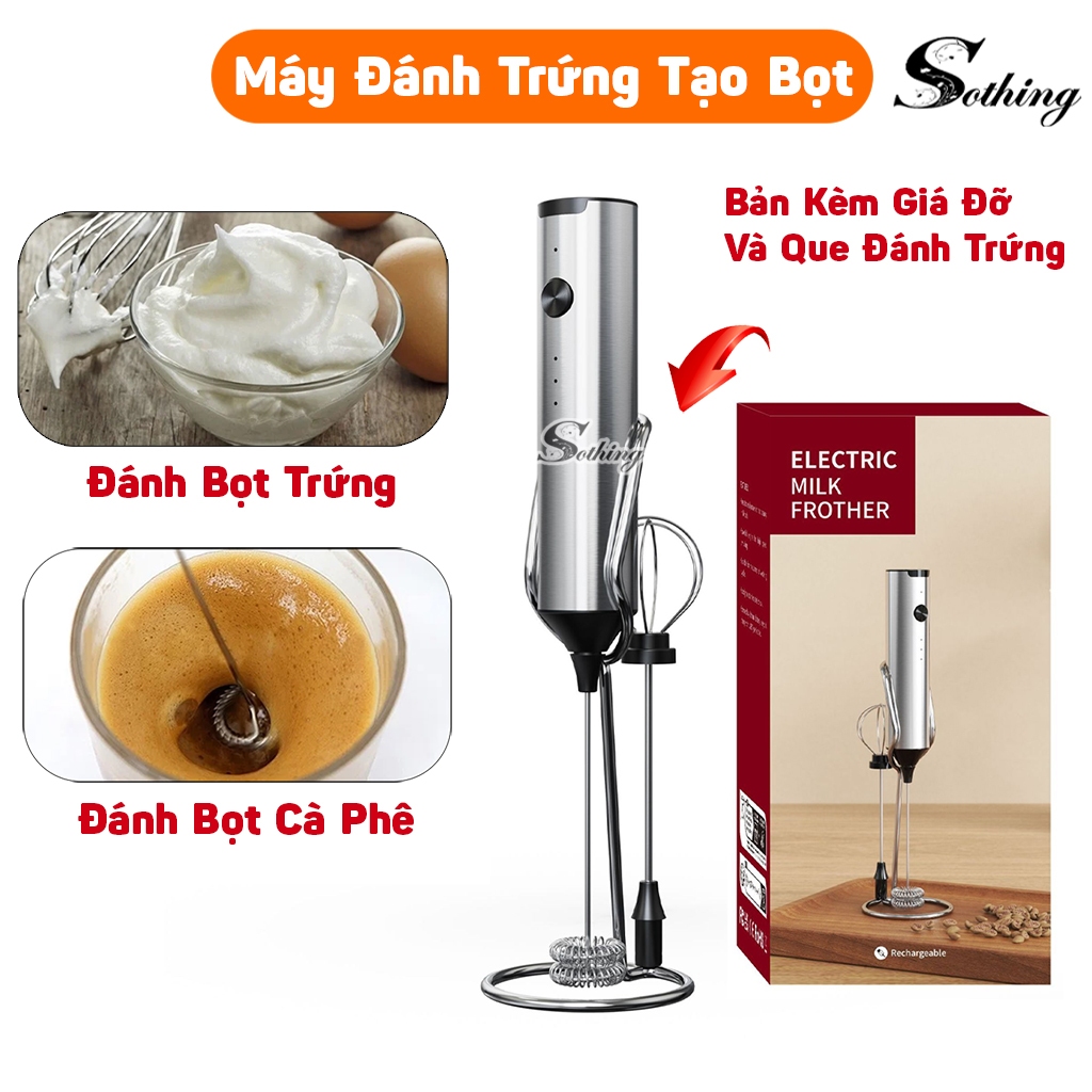 Máy Đánh Trứng Cầm Tay Cao Cấp SOTHING Xiangwu Kèm Giá Đỡ - Máy Đánh Bọt Cà Phê Mini Inox 304 An Toàn Bảo Hành 12 Tháng