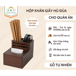 Hộp Khăn Giấy Hũ Đũa Bằng Gỗ Cao Cấp Đựng Đũa, Muỗng, Giấy Ăn - SNF Bamboo and Craft