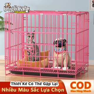 Màu Hồng Lồng Chuồng Nuôi Chó Mèo Giá Rẻ Tặng Khay Chuồng Nuôi Thú Cưng Sơn Tĩnh