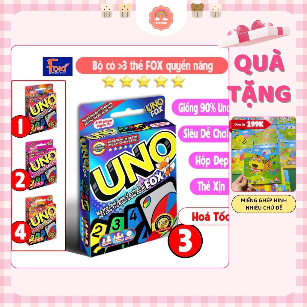 Board Game UNO FOX - Foxi UNO Flip, UNO Kiss - Trò chơi bài hài hước, đấu trí đồng đội
