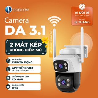  Camera Wifi ngoài trời Doscom DA3.1 tích hợp 2 mắt kép 6MP giám sát 360 độ góc rộng không điểm mù 