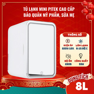 Tủ lạnh mini PITEK Mặt Gương Đèn Led bảo quản mỹ phẩm, nước hoa, trữ sữa 8L - Bảo Hành Công Trọn Đời