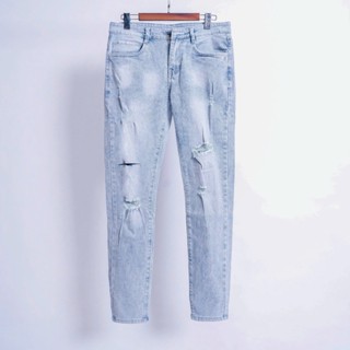  Quần jean nam quần bò phối rách thời trang chất jean co dãn thoải mái hàng y hình 