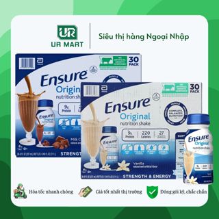 [Hàng Mỹ/Thùng 30] Sữa Nước Ensure Mỹ Original Hương Vanilla, Chocolate 237ml x 30 Chai,16 chai