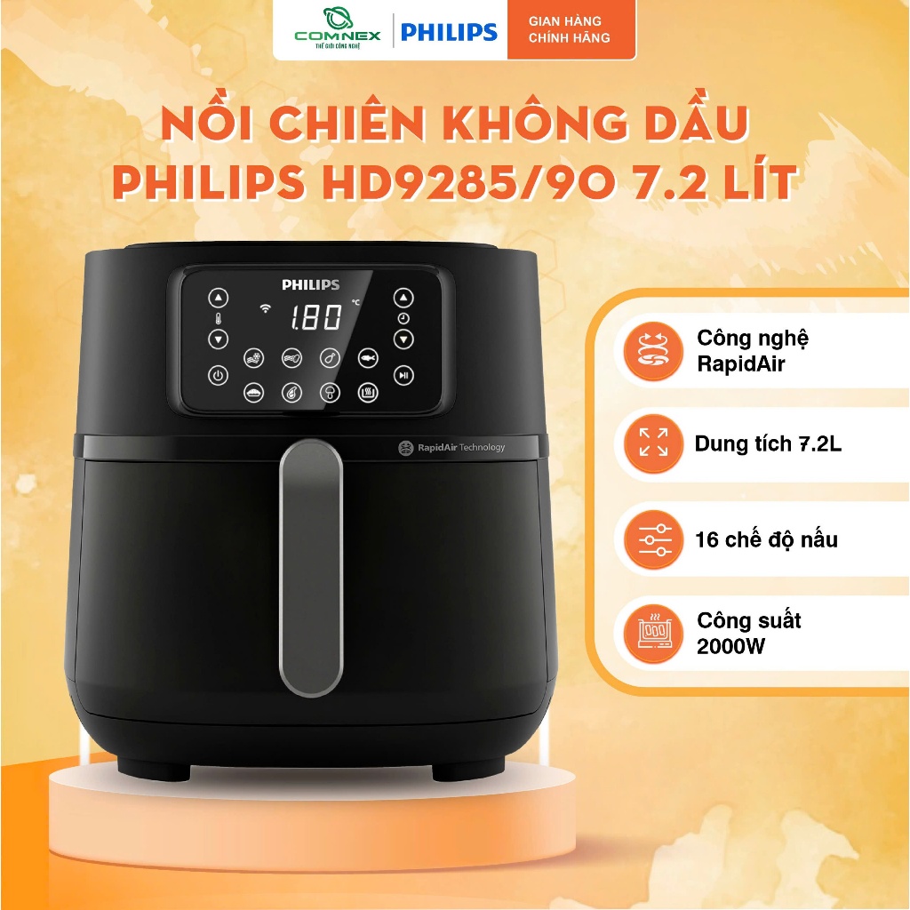 Nồi chiên không dầu Philips HD9285/90 Size XXL Wifi Connected - Hàng Chính Hãng