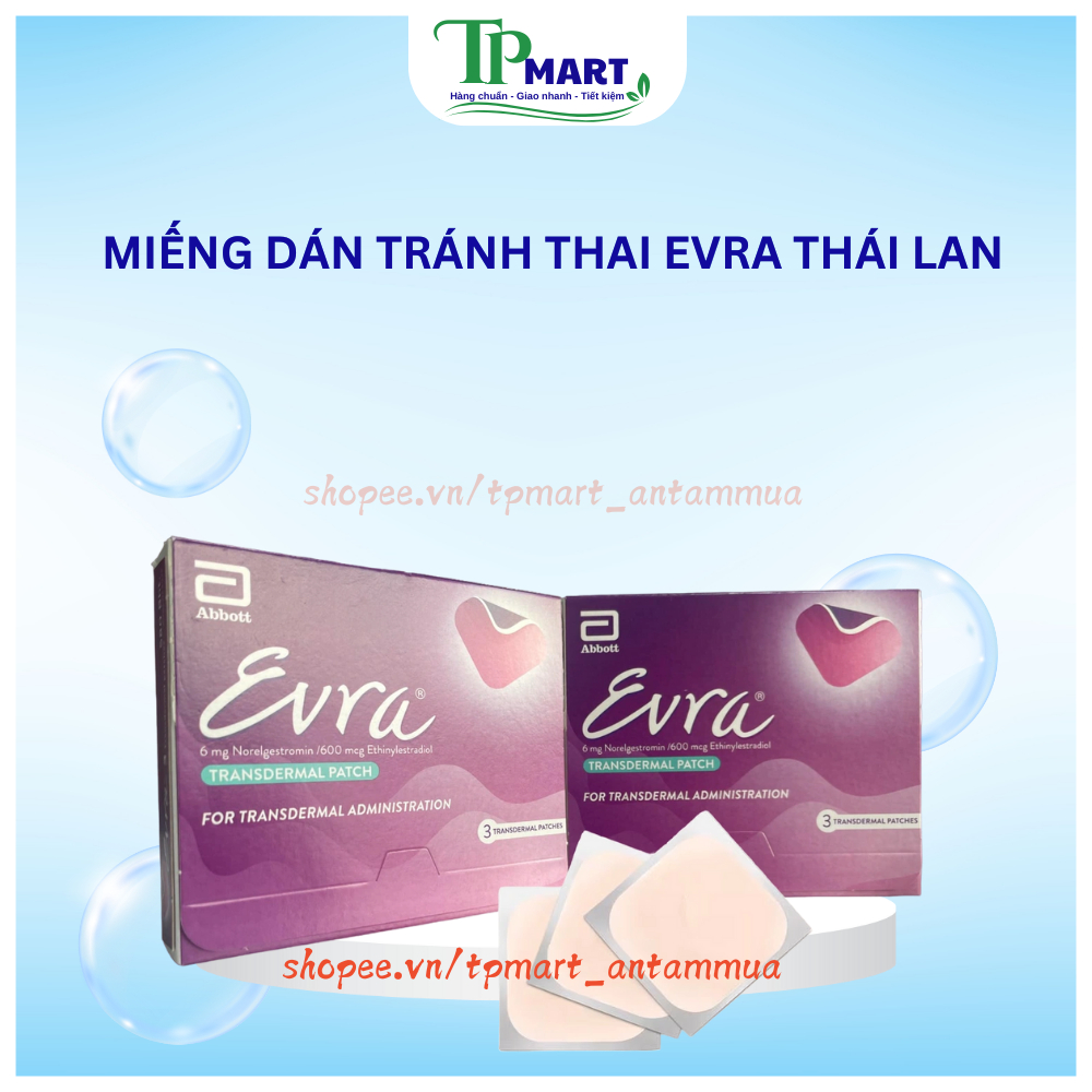 Miếng dán tránh thai Evra Thái lan 1 hộp 3 miếng mẫu mới - TP Mart An Tâm Mua Hàng Chuẩn