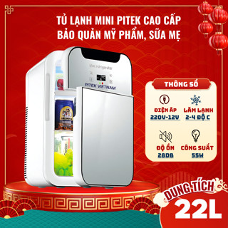 Tủ lạnh mini PITEK 2 Cửa Ngang Cao Cấp trữ sữa, bảo quản mỹ phẩm 22L - Bảo Hành Công Trọn Đời