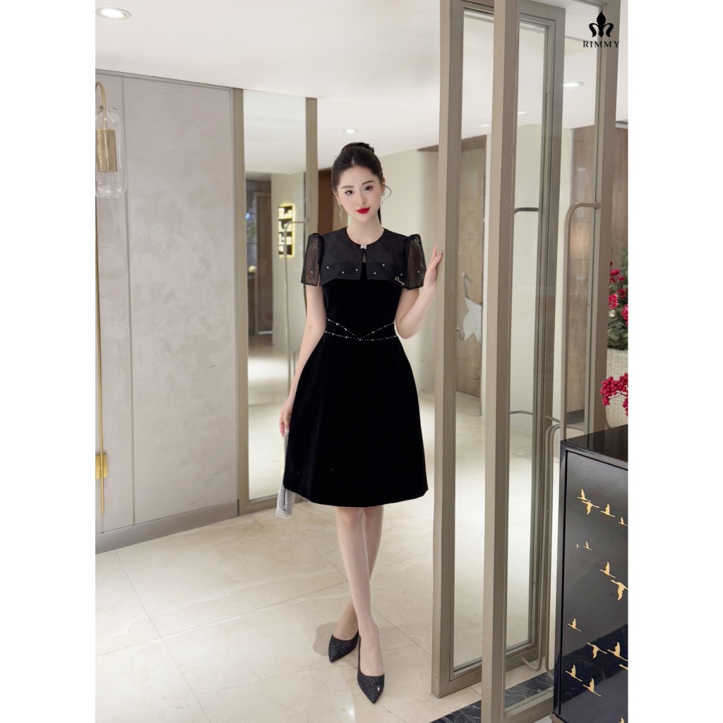 Juno Dress Đầm thiết kế đi tiệc nhung đen đính hạt sang trọng Thời Trang Thiết Kế Rimmy