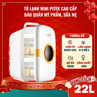 Tủ lạnh mini PITEK Cao Cấp trữ sữa, bảo quản mỹ phẩm 22L KEMIN - Bảo Hành Công Trọn Đời