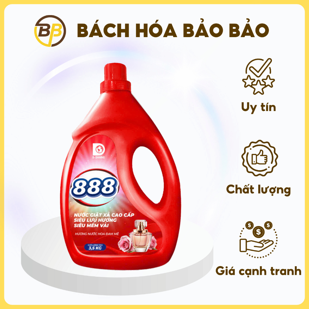CAN 3,5KG / THÙNG 4 CAN NƯỚC GIẶT 888 HƯƠNG NƯỚC HOA ĐAM MÊ
