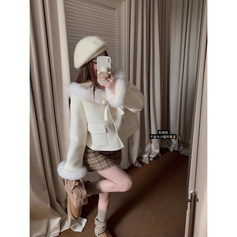 Áo khoác dạ lông HANNIE