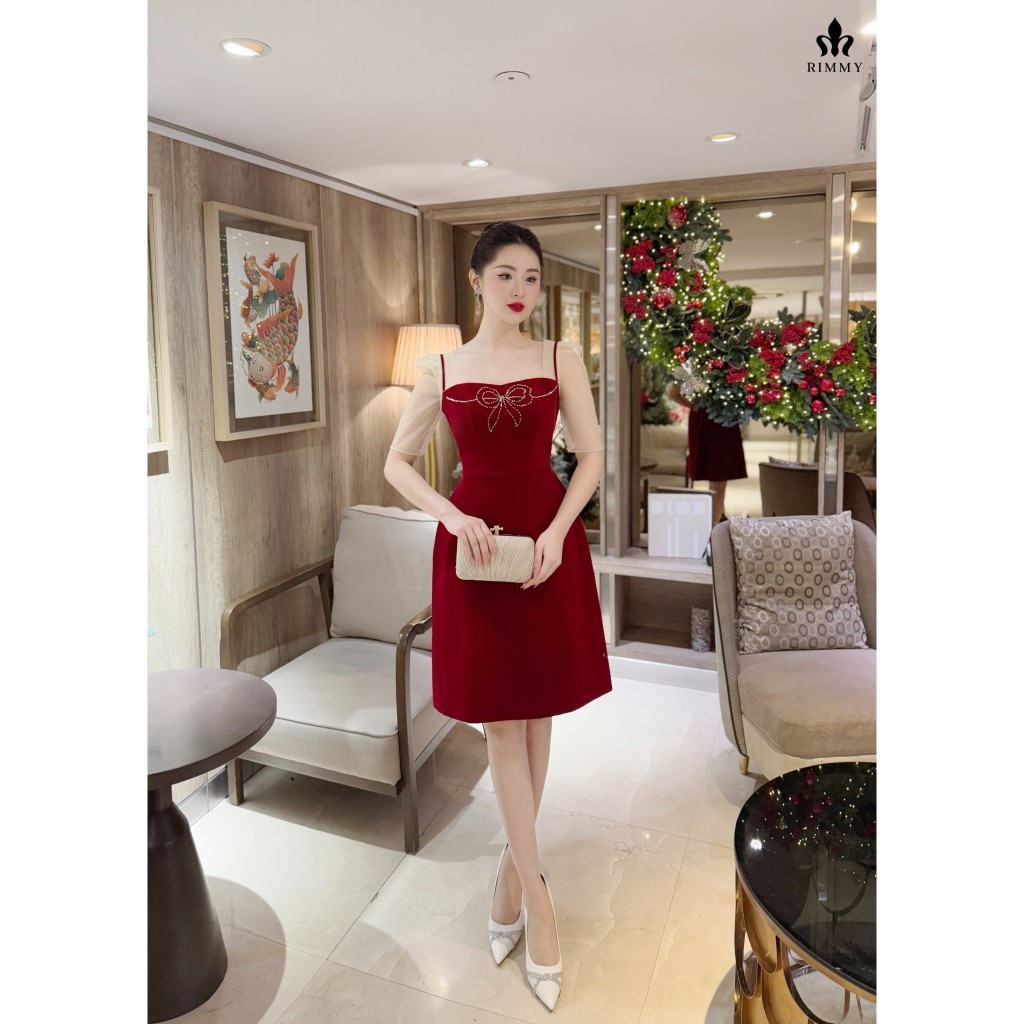 Kiera Dress Đầm thiết kế dự tiệc nhung đỏ sang trọng Thời Trang Thiết Kế Rimmy