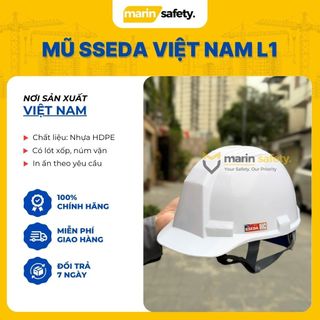 Nón bảo hộ lao động SSEDA Việt Nam mặt phẳng có núm vặn, chống va đập - Marin Safety