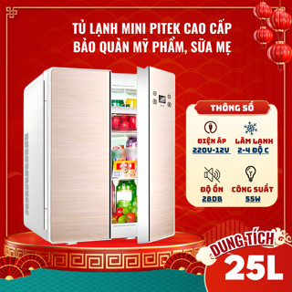 Tủ lạnh mini PITEK cao cấp trữ sữa, bảo quản mỹ phẩm, 2 cửa tiện lợi  - Bảo Hành Công Trọn Đời