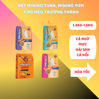 HẠT MININO YUM, MININO PLUS 1.5KG, MININO TUNA 1.3KG - PHÙ HỢP CHO MỌI LỨA TUỔI MÈO