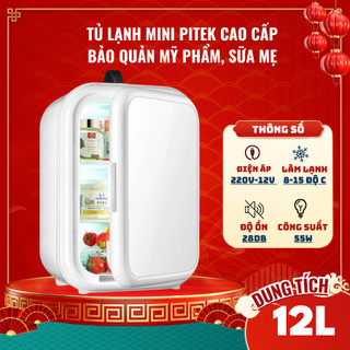  Tủ lạnh mini PITEK Mặt Gương Đèn Led bảo quản mỹ phẩm,nước hoa trữ sữa 12L - Bảo Hành Công Trọn Đời 