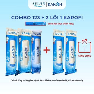 Combo 4 Đến 5 Lõi Lọc Thô Karofi Gồm Bộ 123 + 1 hoặc 2 lõi 1 - HÀNG CHÍNH HÃNG Có Mã Xác Thực - Dùng Cho Máy Lọc Nước RO