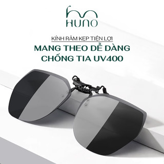 Kính râm dạng kẹp HUNO tiện lợi tháo lắp dễ dàng, tròng phân cực chống chói chống tia UV - KR107