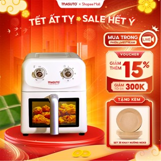 Nồi Chiên Không Dầu Masuto MSChef 6L cửa sổ kính vỏ máy kim loại 1500W Đa Năng An Toàn Live