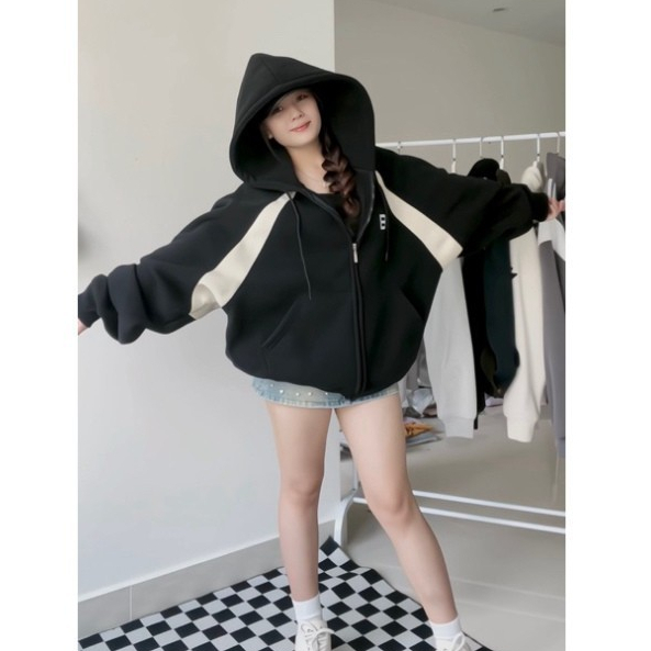 B1 - Áo Khoác Hoodie Zip Nỉ Bông Form Boxy Chữ Thêu Belly Bear Unisex_Áo Hoodie Dành Cho Nam Nữ