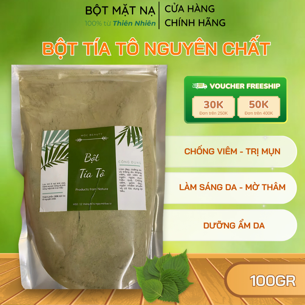 [1kg] Bột Mặt Nạ Tía Tô Nguyên Chất – Làm Sáng Da, Kiềm Dầu, Giảm Mụn, Mờ Thâm Nám