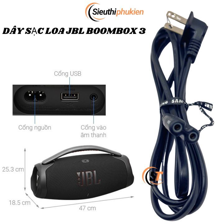Dây sạc nguồn cho loa JBL Boombox 3 xịn