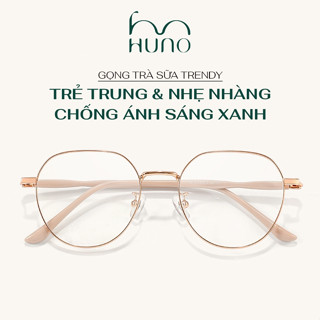Gọng kính nam nữ HUNO mắt kính gọng vuông tròn kim loại thời trang cao cấp chống ánh sáng xanh - K102