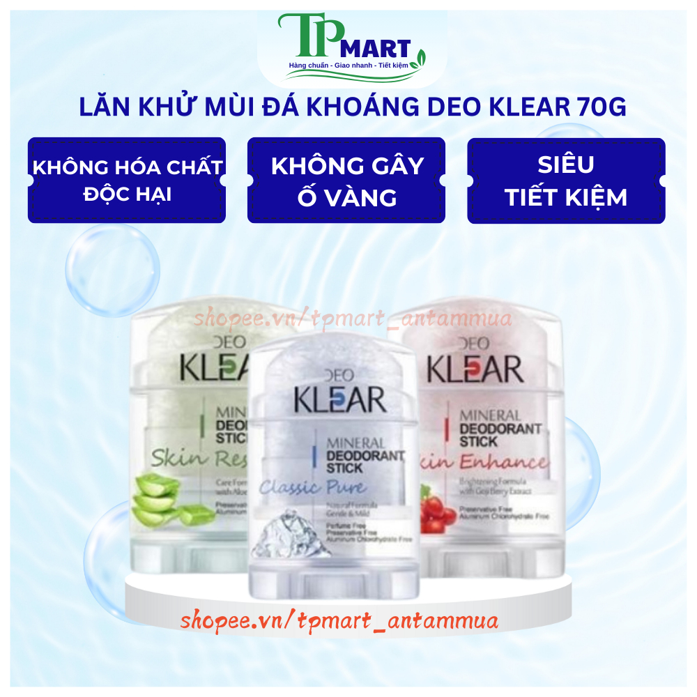 Lăn Nách Đá Khoáng DEO KLEAR 70g Thái Lan Ngăn Mùi Không Ố Vàng - TP Mart An Tâm Mua Hàng Chuẩn