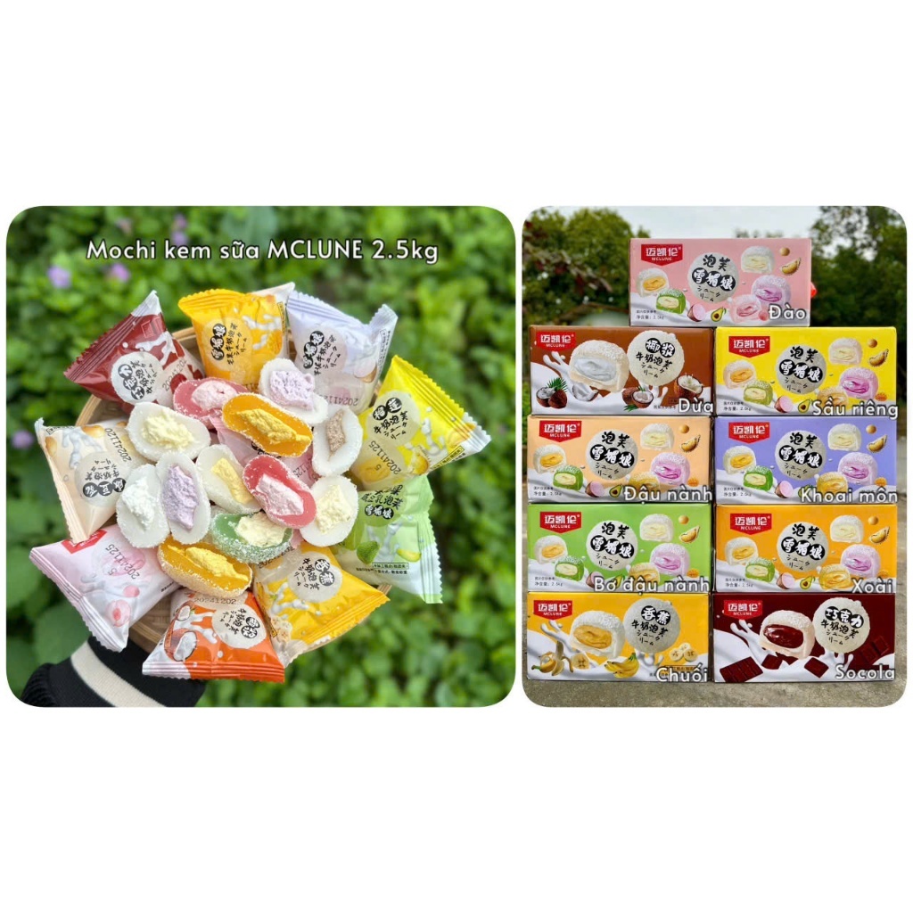   Hàng Chuẩn mix 13 vị  1KG Bánh mochi MCLUNE nhân kem sữa mix 9 vị sầu riêng bơ việt quất đậu xanh khoai môn,... 