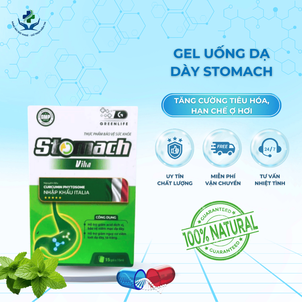 Gel uống dạ dày Stomach giúp tăng cường tiêu hóa, hạn chế ợ hơi, ợ chua, hơi thở thơm mát