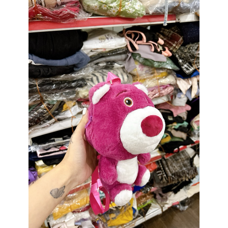 new. balo gấu dâu lotso mini