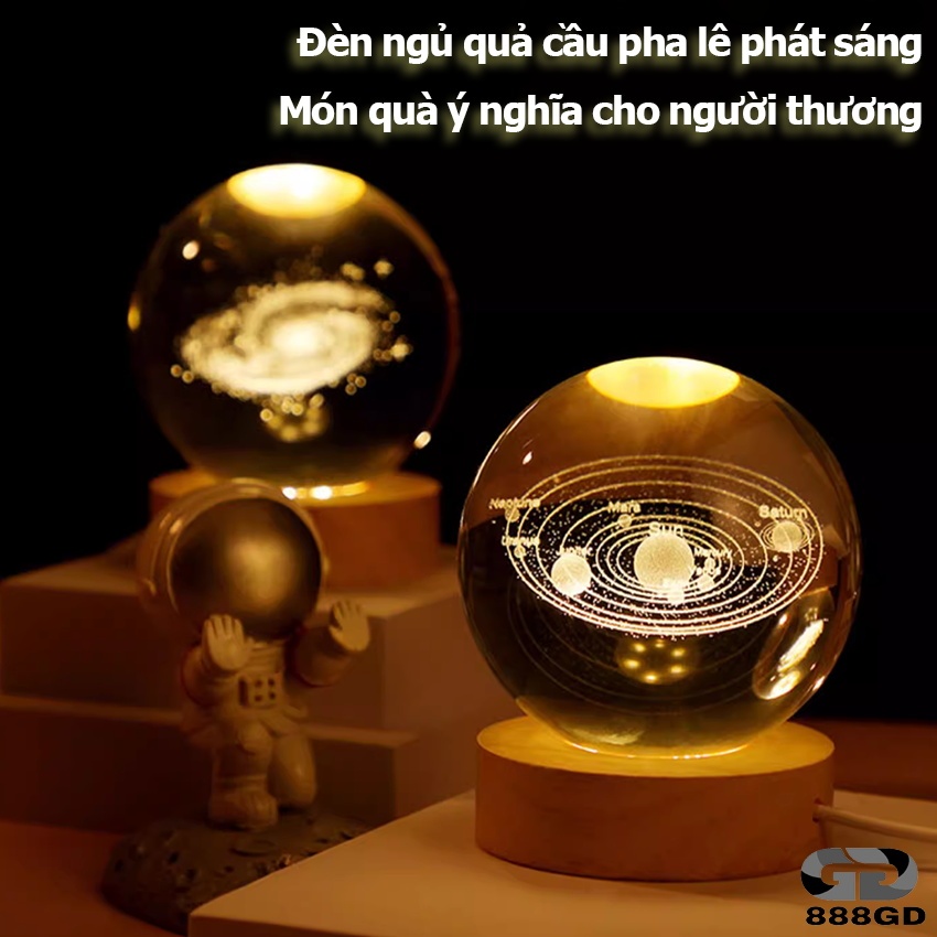 Đèn Ngủ 3D Quả Cầu Pha Lê Phát Sáng 888GD Quà Tặng Sinh Nhật Quà Lưu Niệm Trang Trí Bàn Học