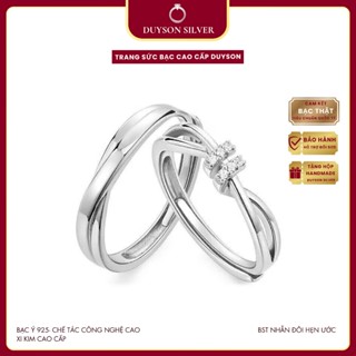 Nhẫn đôi bạc Ý 925 nam nữ Knot DUYSON SILVER , nhẫn cặp bạc Ý S925 đính đá chỉnh cỡ [NDFS12-1DOI]