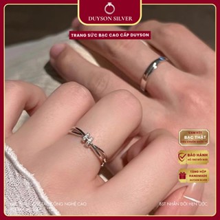 Nhẫn đôi bạc Ý 925 nam nữ Knot DUYSON SILVER , nhẫn cặp bạc Ý S925 đính đá chỉnh được cỡ