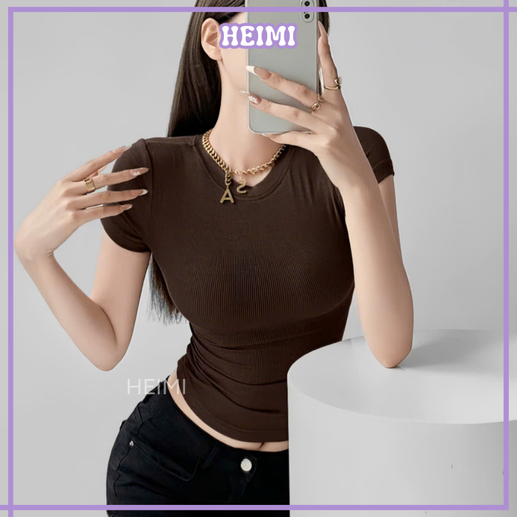 Áo Thun Trơn Form Ôm HEIMI, Áo Thun Baby Tee Basic Đủ Màu Chất Thun Co Giãn Thoáng Mát | BigBuy360 - bigbuy360.vn