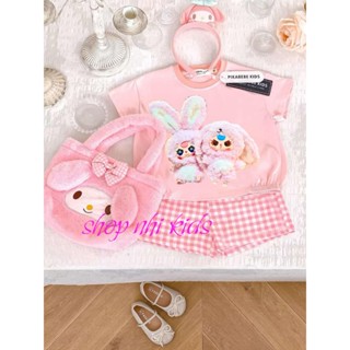 Bộ đồ cotton Babythree mùa hè cho bé gái dễ thương ,3 màu, sz 14 _ 40kg