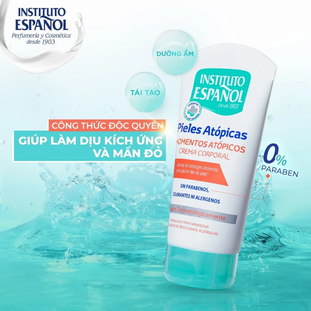 [DATE MỚI-CHÍNH HÃNG]Kem dưỡng thể Instituto Espanol Español Pieles Atopic Atópicas Momentos Cream C