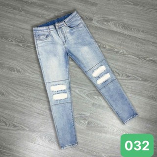 Quần jean nam rách boy phố vá da trắng đậm trơn chất liệu bò cao cấp co dãn 4 chiều form dáng skinny quần rin nam Q81