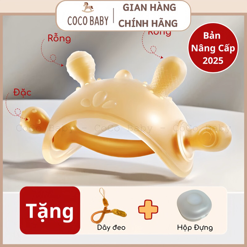 Gặm nướu Silicon cầm tay cho bé 2 tháng, 3 tháng dễ dàng hợp tác hơn Tặng Hộp và Dây Đeo