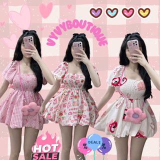 [Có Big Size] Set Áo Bí Tay Phồng Nhún Ngực Hoạ Tiết Labubu Và Họa Tiết Hoạt Hình Kèm Quần Đùil