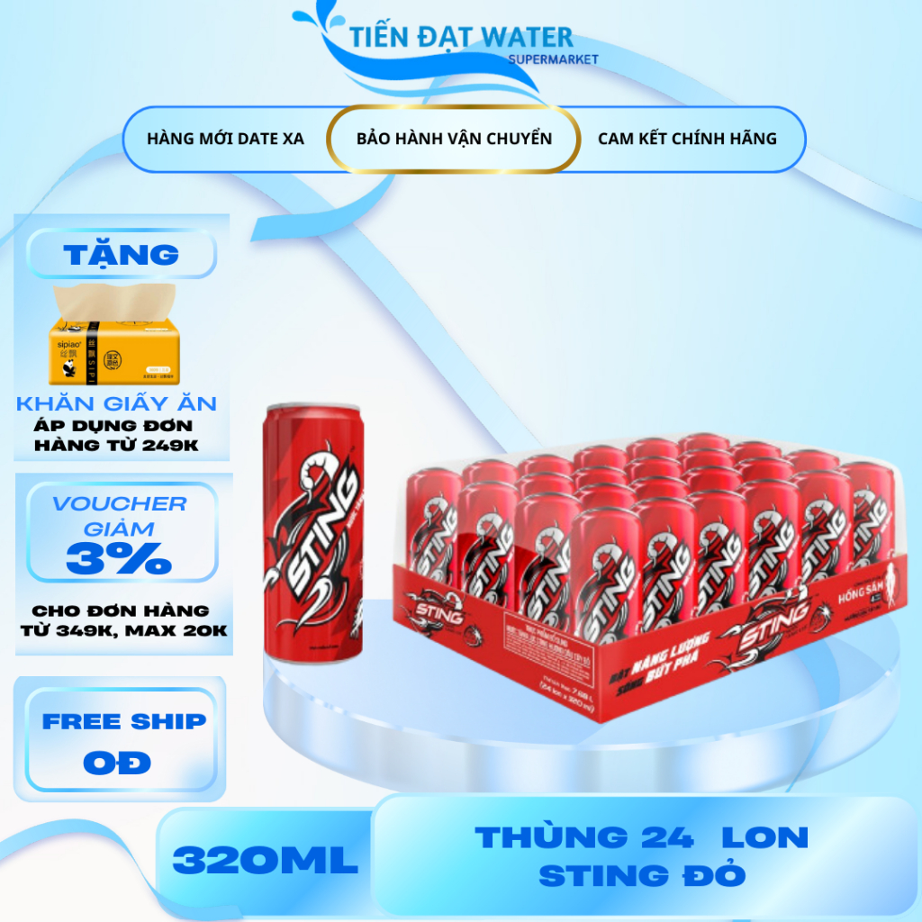 Thùng 24 Lon 320ml Nước Tăng Lực Sting Sleek Hương Dâu – Bùng Nổ Năng Lượng, Ngon Ngọt Sảng Khoái