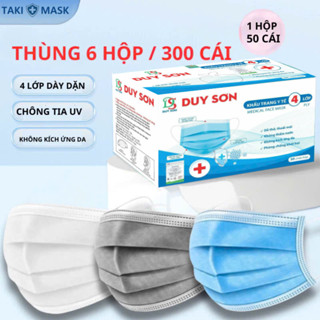 Thùng 300 chiếc | Khẩu Trang Y Tế Taki bo viền 4 lớp Kháng Khuẩn